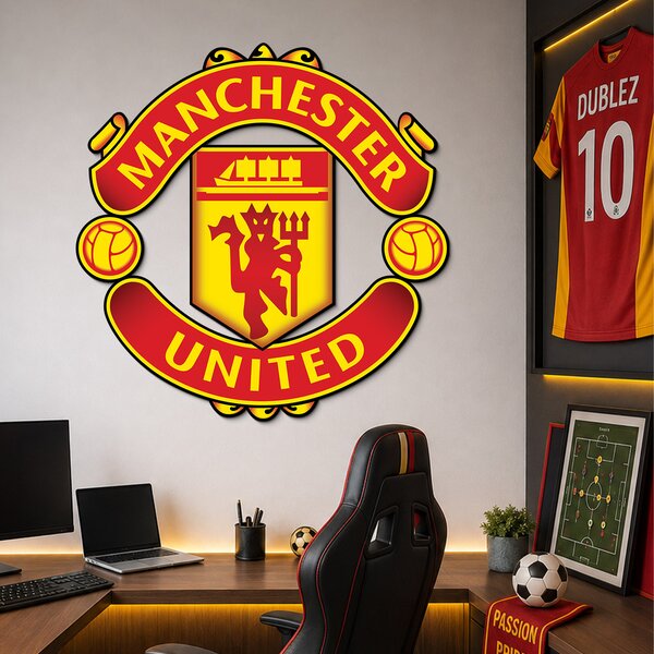 DUBLEZ | Barevný dřevěný obraz - Manchester United