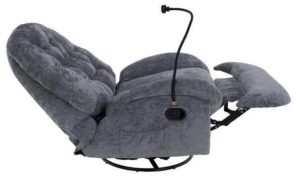 KONDELA Luxusní otočné křeslo, houpací, šedá, DELMOR