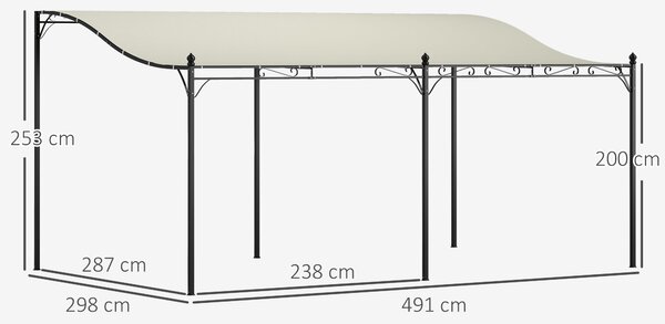 OUTSUNNY Kovová pergola s plátěnou střechou volně stojící 491 x 298 cm krémová