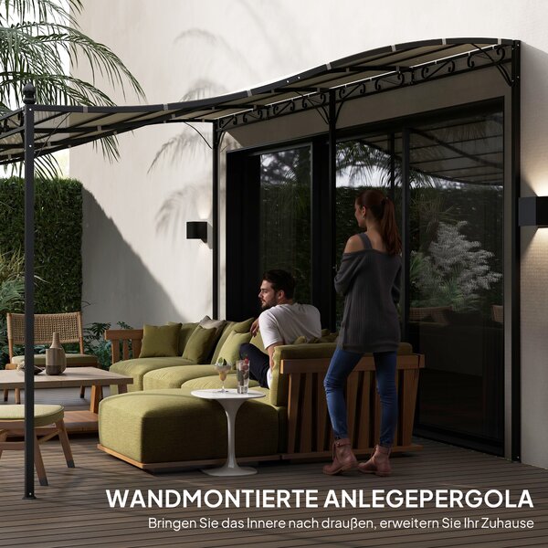 OUTSUNNY Kovová pergola s plátěnou střechou volně stojící 491 x 298 cm krémová