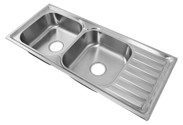 KONDELA Nerezový dřez se sifonem, 105x45, DUPLO