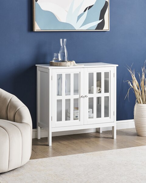 Prosklená komoda MIRAM 80 cm Bílá