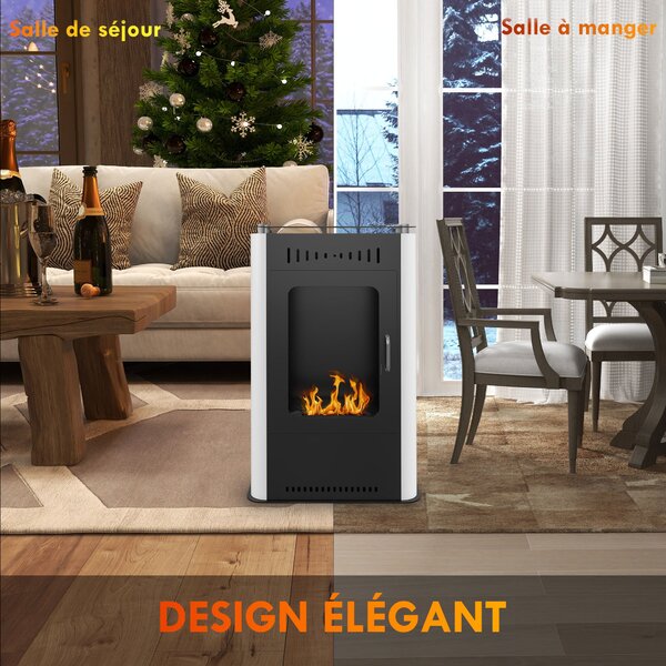 HOMCOM Moderní Design Bioethanol Krb s 1,2L Nádrží, Přibližná Doba Hoření 3h, Pokrytí 20-25 m² 50 x 27 x 82 cm Černý | Aosom