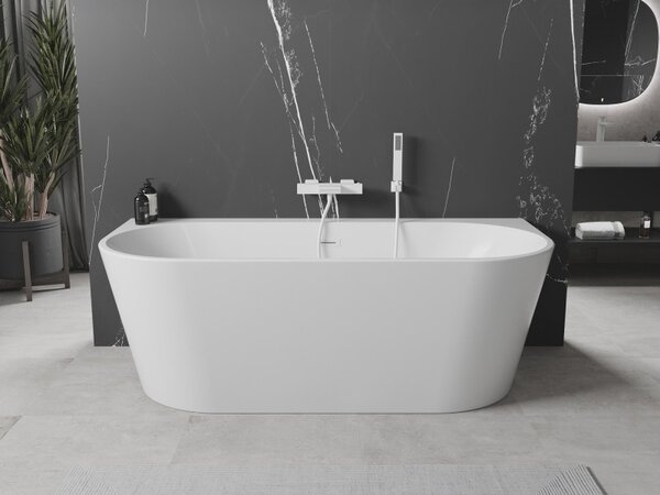 Mexen Oval+ volně stojící vana ke zdi 170 x 80 cm, bílá, bílý přepad - 52681708000-20