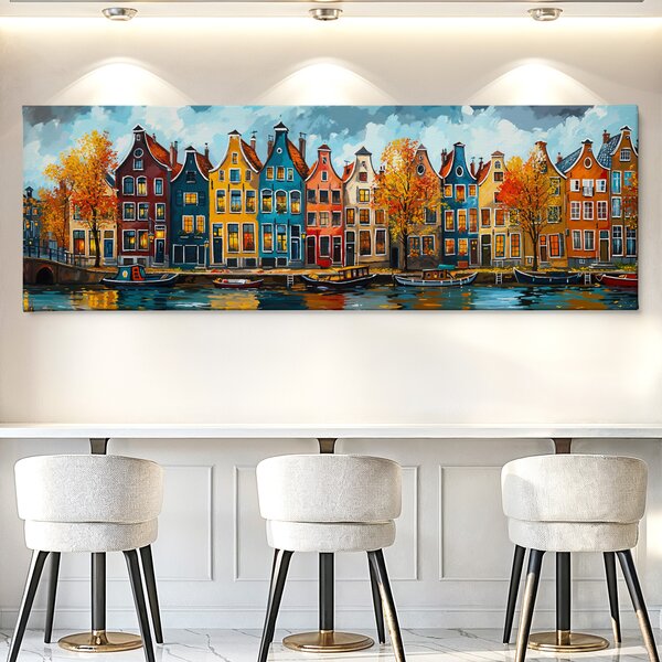 Obraz na plátně - Rotterdamskými kanály FeelHappy.cz Velikost obrazu (šířka x výška): 120 x 40 cm