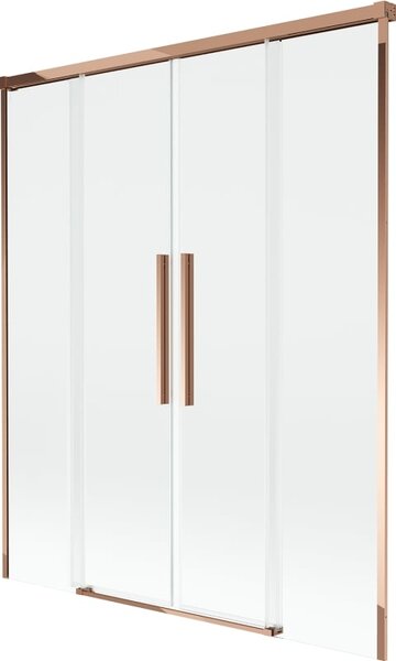 Mexen Rox dvoukřídlé roztažitelné vanové dveře 160 x 150 cm, transparentní, růžové zlato - 8C9-160-002-60-00