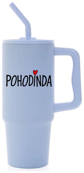 POHODINDA - světle modrá cestovní termoska s barevným víčkem 900 ml
