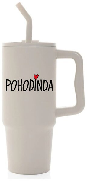 POHODINDA - béžová cestovní termoska s barevným víčkem 900 ml
