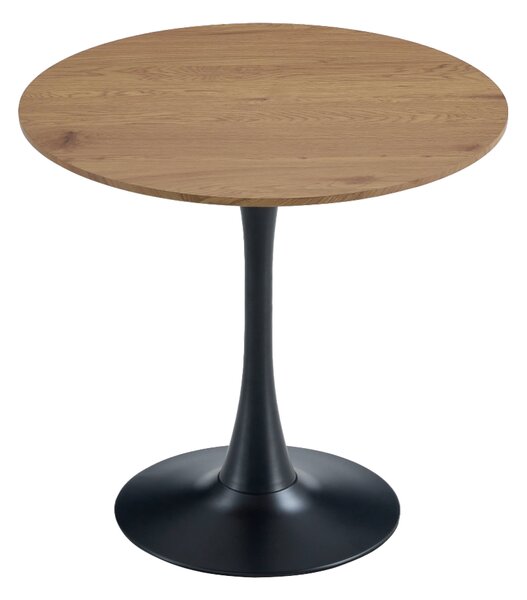 KONDELA Jídelní stůl, dub/černá, průměr 80 cm, REVENTON NEW