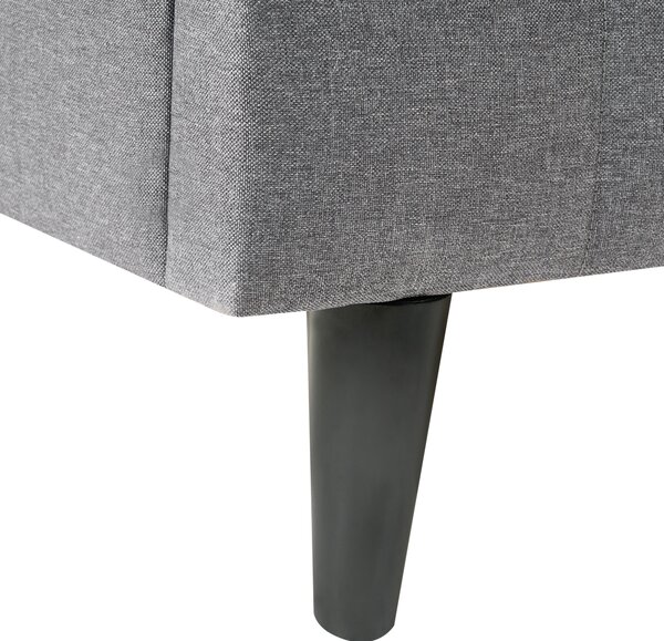 LED postel Tkanina BEAULIEU 180 x 200 cm s úložným prostorem s USB portem Tmavě šedá