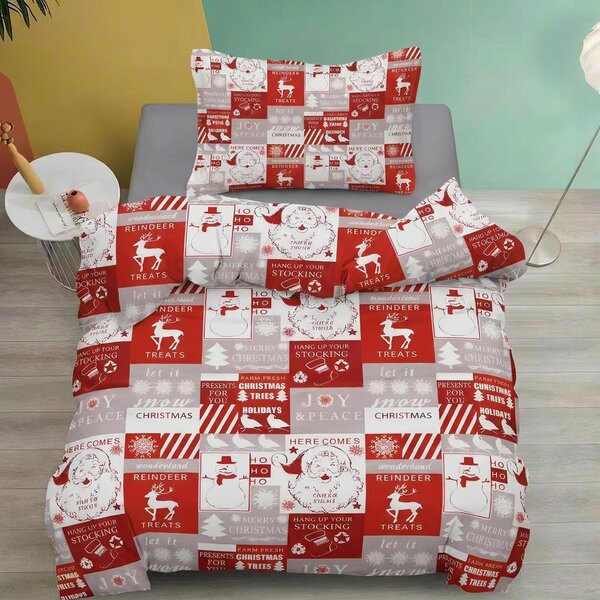 Vánoční povlečení 140x200 70x90 – Merry Christmas patchwork | 2dílná sada