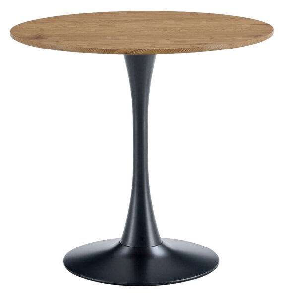 KONDELA Jídelní stůl, dub/černá, průměr 80 cm, REVENTON NEW