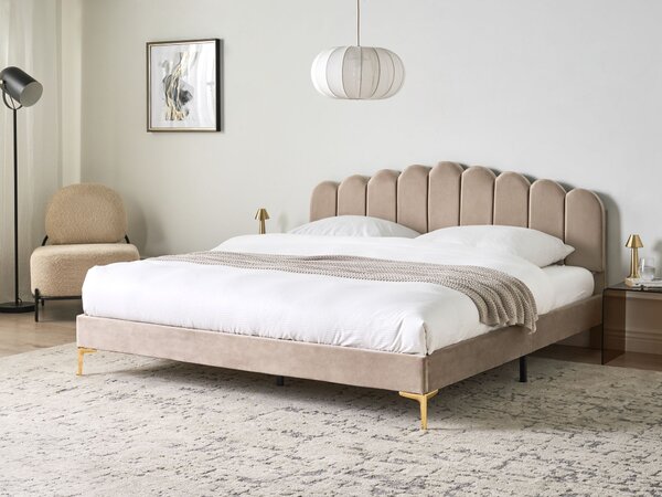 Postel Umělý samet SAUVIAN 180 x 200 cm Taupe