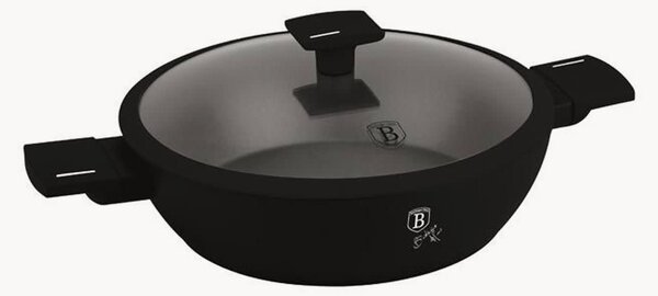 Mělký hrnec's nepřilnavým povrchem a pokličkou Matte Black