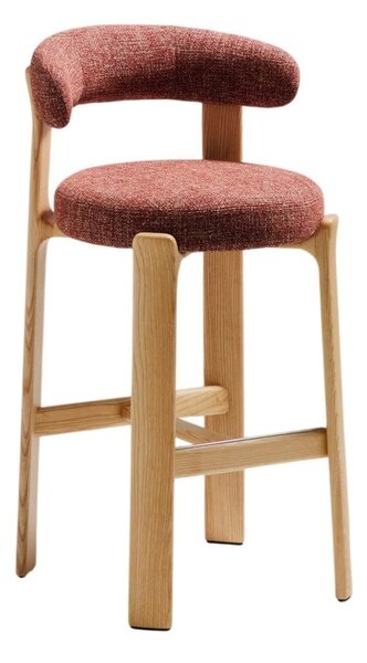 Barová židle z jasanového dřeva v terakotové barvě/ve světle přírodní barvě (výška sedáku 75 cm) Granite – Kave Home