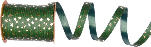 Stuha vánoční STARRY SHINE GREEN zelená 10mm x 15m (1,60Kč/m)