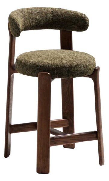 Zelená/v tmavě přírodní barvě barová židle z jasanového dřeva (výška sedáku 65 cm) Granite – Kave Home