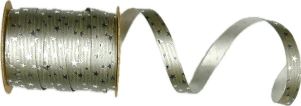 Stuha vánoční STARRY SHINE SILVER stříbrná 10mm x 15m (1,60Kč/m)