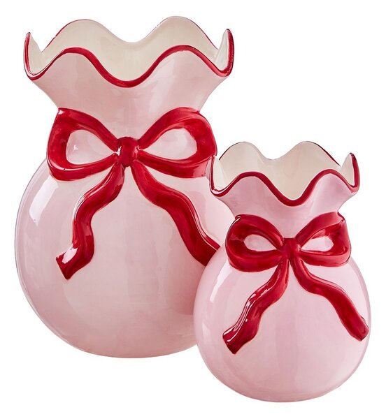 PRESENT Váza mašle 13 cm - růžová