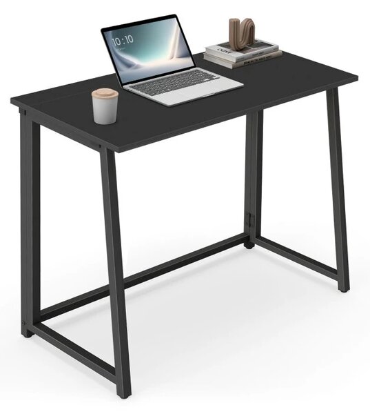 Set do pracovny ZARIMO stůl 80x40 cm, černá + křeslo AVOLA z eko kůže, růžové