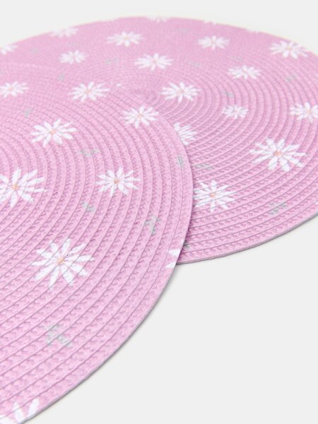 Sinsay - Pletené prostírání na stůl s květinovým motivem 2 pack - růžová