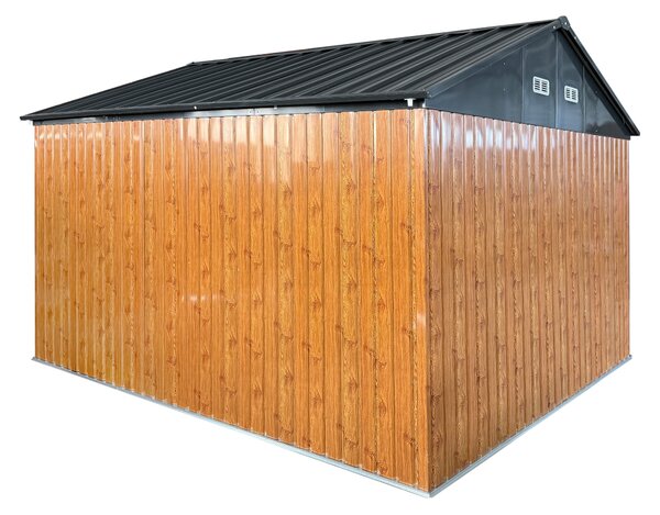KONDELA Plechový zahradní domek na nářadí, hnědá/antracitová, 3,6x3,1x2,5 m, GABKO