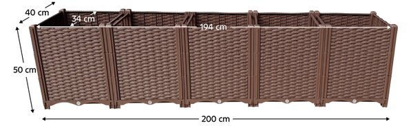 KONDELA Vyvýšený záhon, hnědý, plast, UTLAN TYP 1