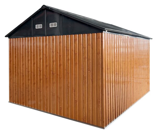 KONDELA Plechový zahradní domek na nářadí, hnědá/antracitová, 3,6x3,1x2,5 m, GABKO