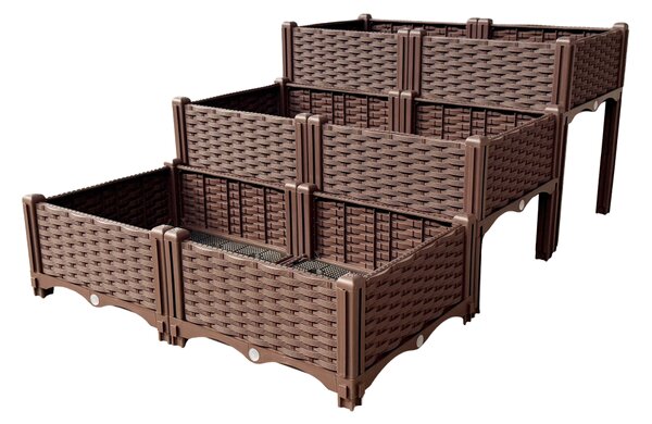 KONDELA Vyvýšený záhon, hnědý, plast, UTLAN TYP 3