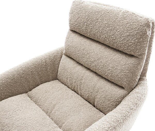 DELIFE Jídelní židle Abelia-Flex s područkami bouclé tmavě béžová křížová podnož černá 360° otočná houpací funkce