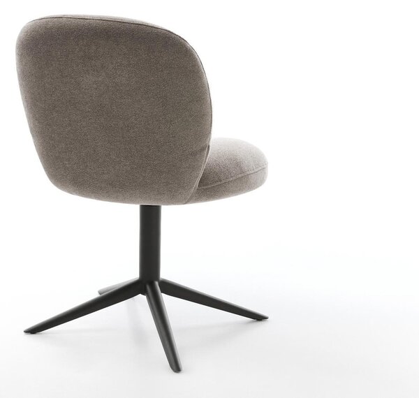DELIFE Jídelní židle Nube-Flex strukturovaná látka měkký taupe křížová podnož černá 360° otočný houpací funkce taštičkové pružiny