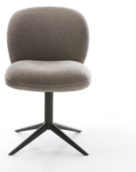 DELIFE Jídelní židle Nube-Flex strukturovaná látka měkký taupe křížová podnož černá 360° otočný houpací funkce taštičkové pružiny