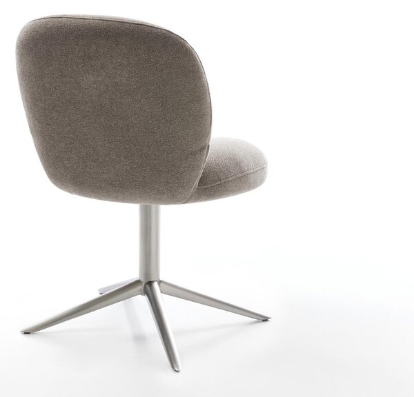 DELIFE Jídelní židle Nube-Flex strukturovaná látka měkký taupe kovová křížová podnož nerezová ocel 360° otočný houpací funkce taštičkové pružiny