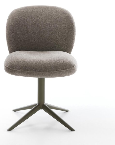 DELIFE Jídelní židle Nube-Flex strukturovaná látka měkký taupe podnož kříž titanová barva 360° otočný houpací funkce taštičkové pružiny