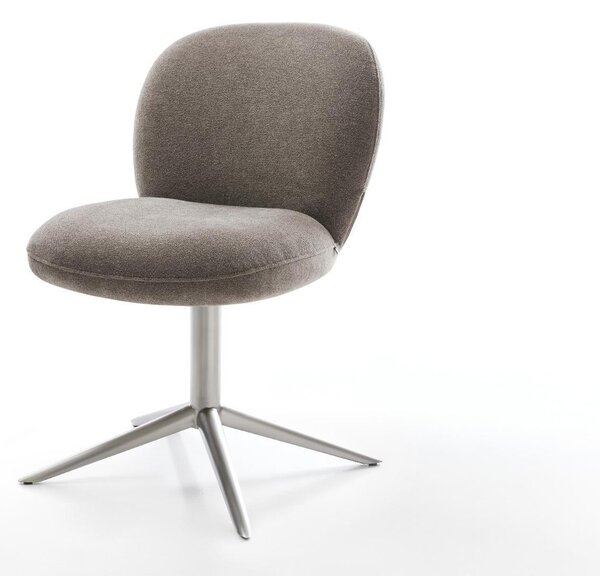 DELIFE Jídelní židle Nube-Flex strukturovaná látka měkký taupe kovová křížová podnož nerezová ocel 360° otočný houpací funkce taštičkové pružiny