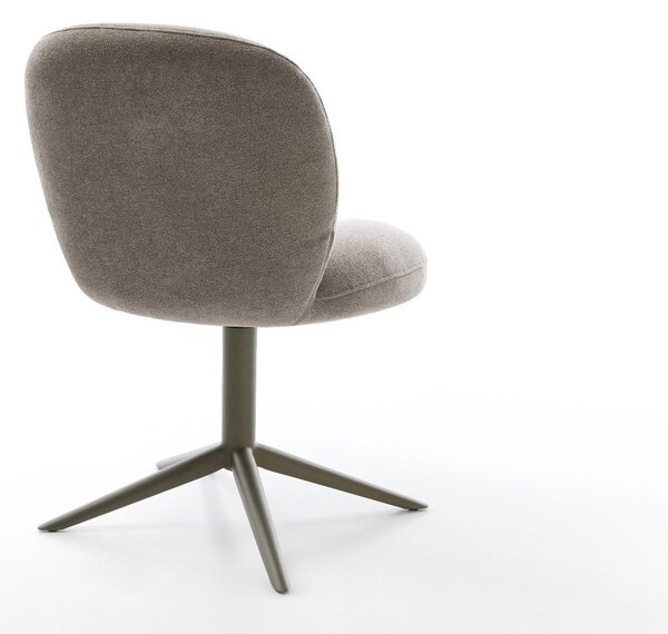 DELIFE Jídelní židle Nube-Flex strukturovaná látka měkký taupe podnož kříž titanová barva 360° otočný houpací funkce taštičkové pružiny