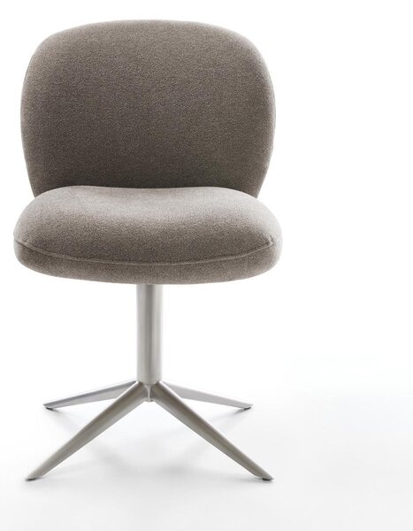 DELIFE Jídelní židle Nube-Flex strukturovaná látka měkký taupe kovová křížová podnož nerezová ocel 360° otočný houpací funkce taštičkové pružiny