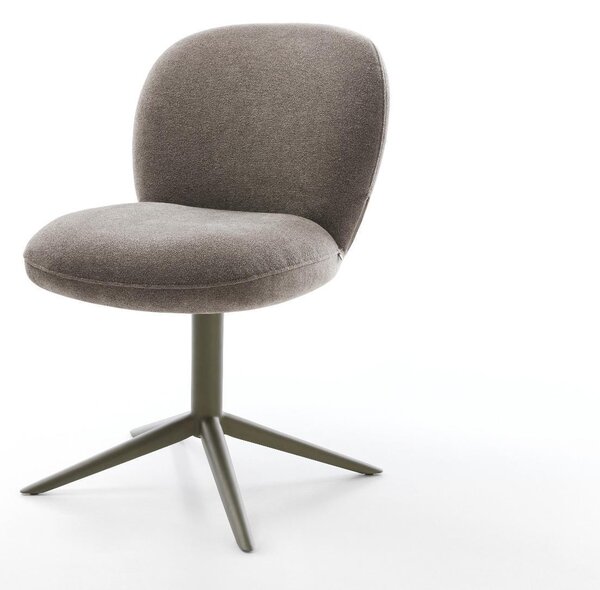 DELIFE Jídelní židle Nube-Flex strukturovaná látka měkký taupe podnož kříž titanová barva 360° otočný houpací funkce taštičkové pružiny