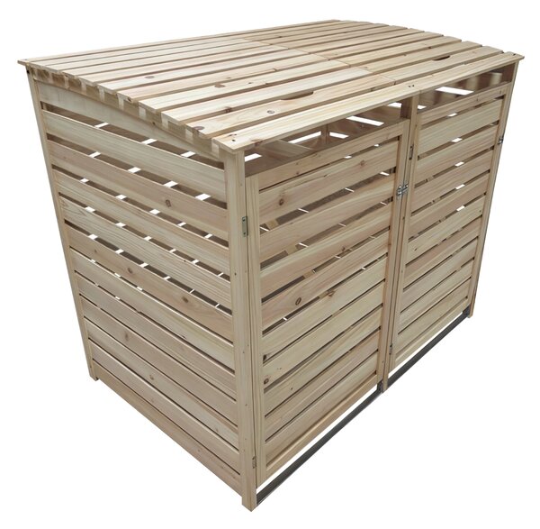 KONDELA Dřevěný box na dva odpadkové koše, přírodní, BRUDO TYP 1