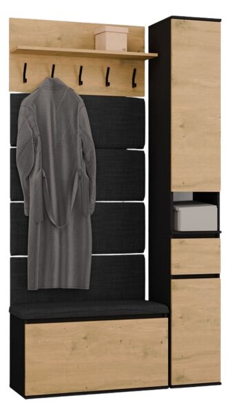 TP Living Předsíňová stěna se skříní Lior 110 cm černá/dub Artisan