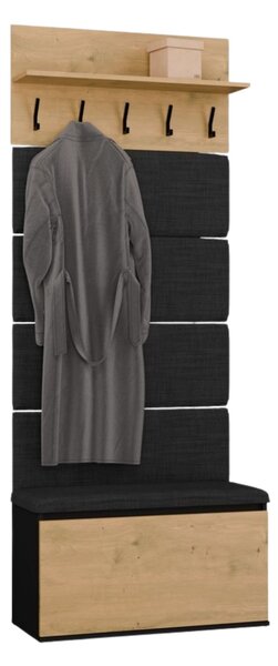 TP Living Předsíňová stěna Lior 80 cm černá/dub Artisan II