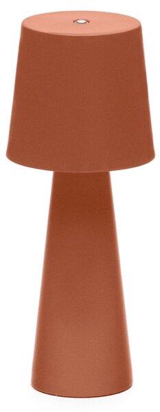 Kave Home Terakotově červená kovová zahradní stolní LED lampa Arenys S