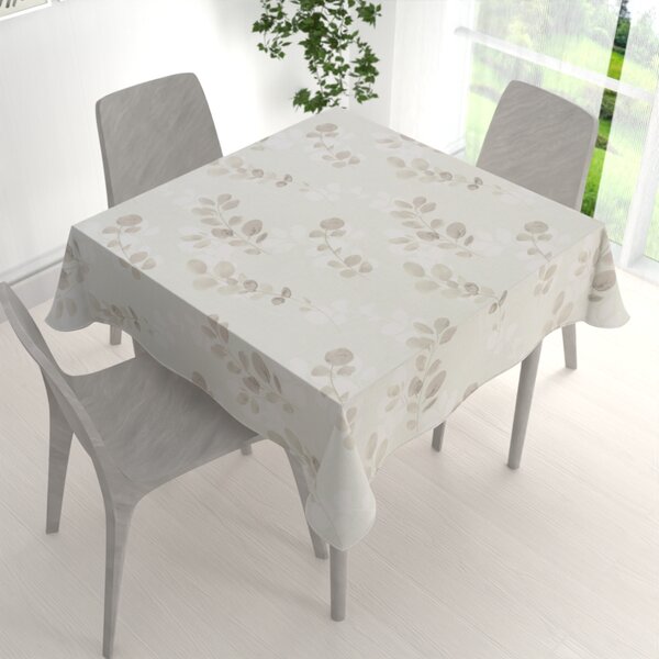 Biante Bavlněný čtvercový ubrus Sandra SA-681 Eukalyptové listy na světlém pastelově zeleném 140x140 cm