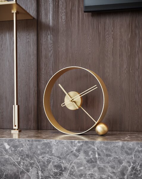 Mclocks Designové stolní hodiny Endless brushed gold/black 32cm
