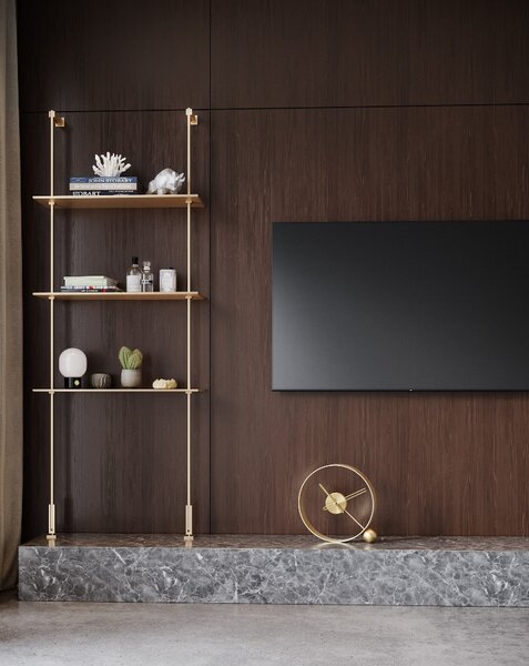 Mclocks Designové stolní hodiny Endless brushed gold/black 32cm
