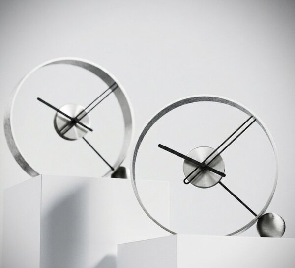 Mclocks Designové stolní hodiny Endless brushed silver/black 32cm