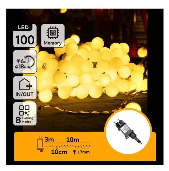 Aigostar - LED Ven. dekorační řetěz 100xLED/3,6W/230V/8 funkcí 10m IP44 tep bílá