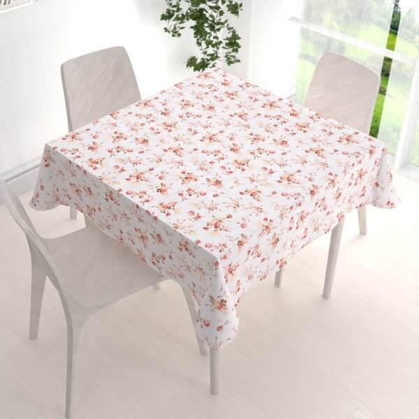 Biante Bavlněný čtvercový ubrus Sandra SA-304 Oranžovo žluté růžičky na bílém 50x50 cm