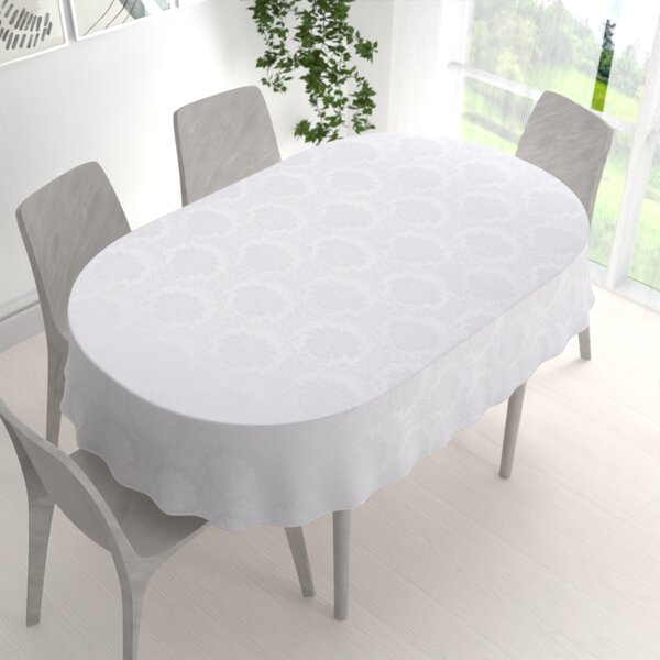 Biante Dekorační oválný ubrus Monako PM-122 Zámecký vzor bílý 60x100 cm