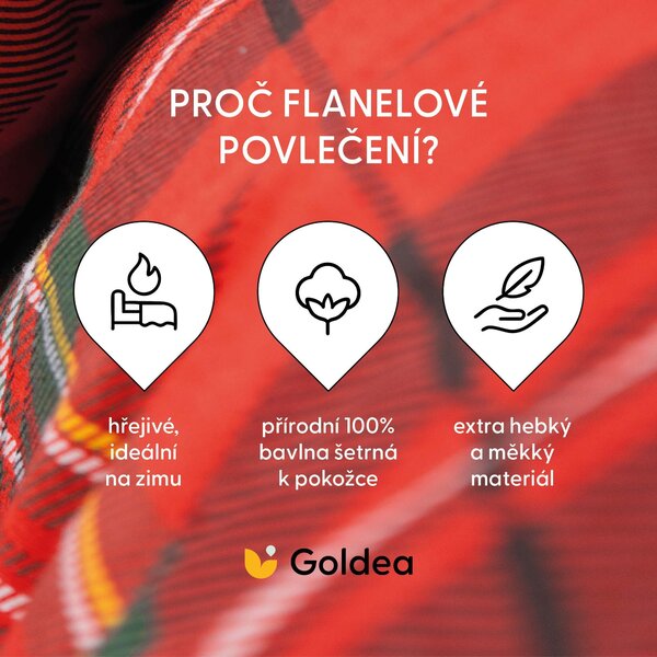 Goldea flanelové povlečení - červené káro 140 x 200 a 70 x 90 cm